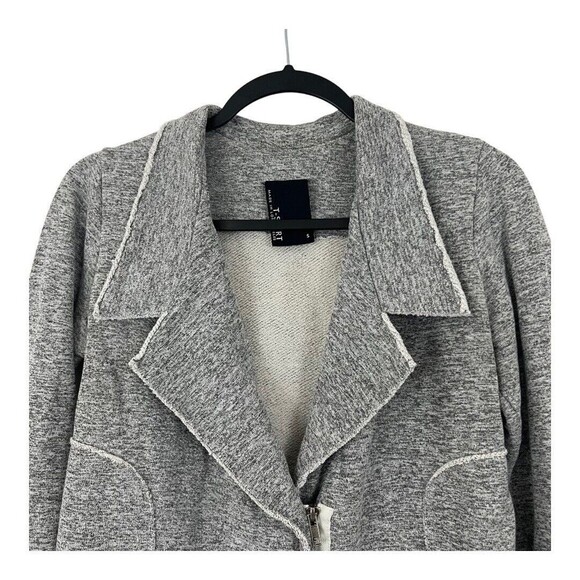 Anthropologie Dolan Size S Heather Gray Frayed Edge Half Zip Waist Length Jacket - Picture 2 of 4